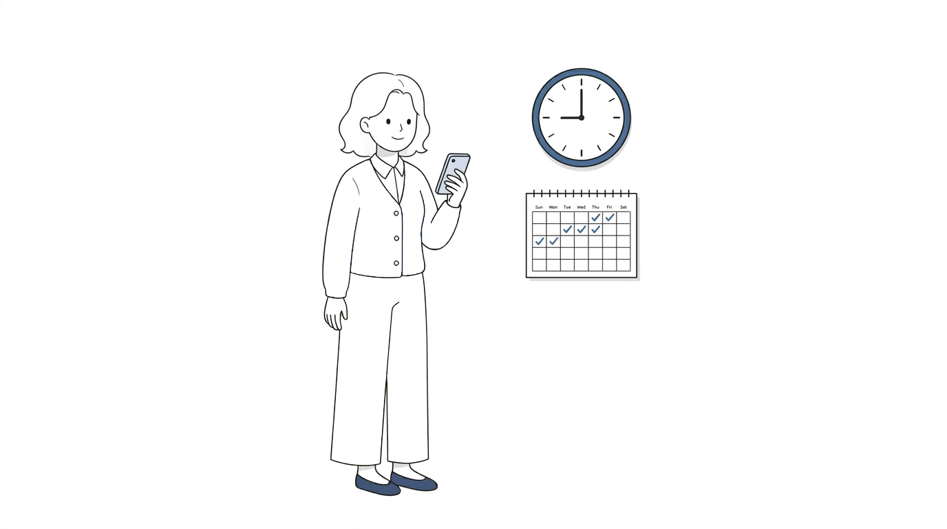 출퇴근 기록을 프로그램으로 관리하는 일러스트