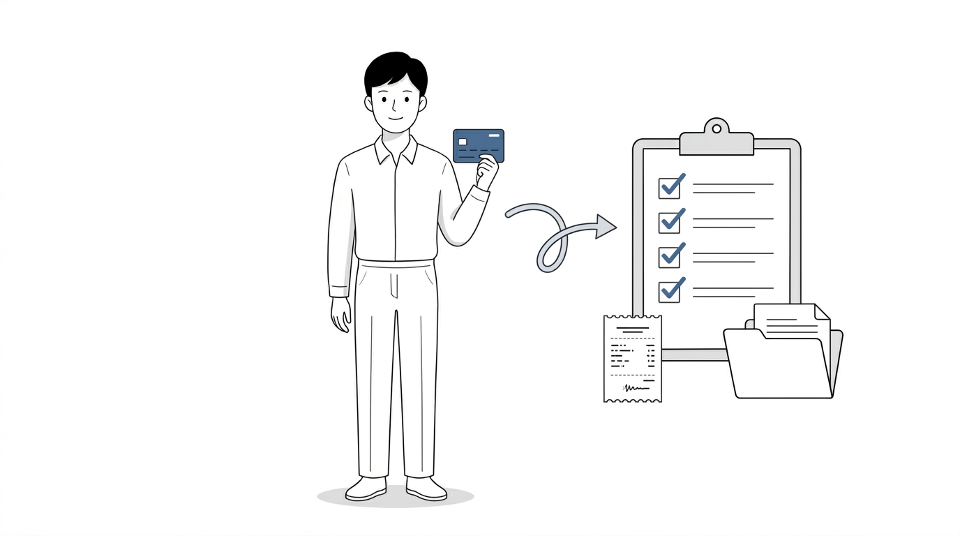 법인카드 사용내역을 프로그램으로 관리하는 일러스트