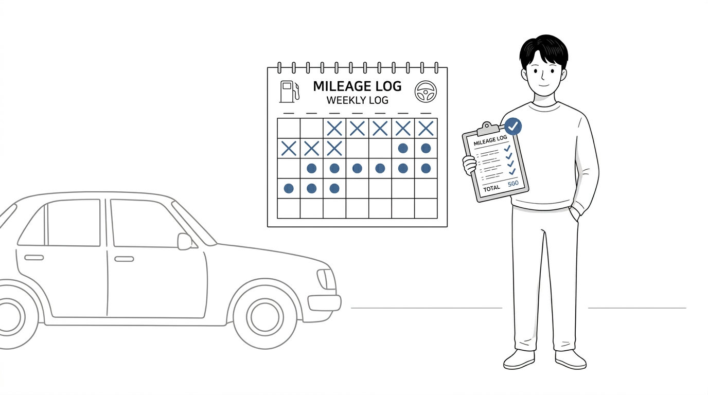 무료 차량운행기록부 자동생성 프로그램으로 1년치 운행기록을 원클릭 생성하는 일러스트