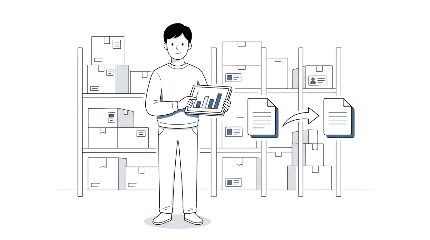ERP 시스템으로 판매, 구매, 재고를 통합 관리하는 모습